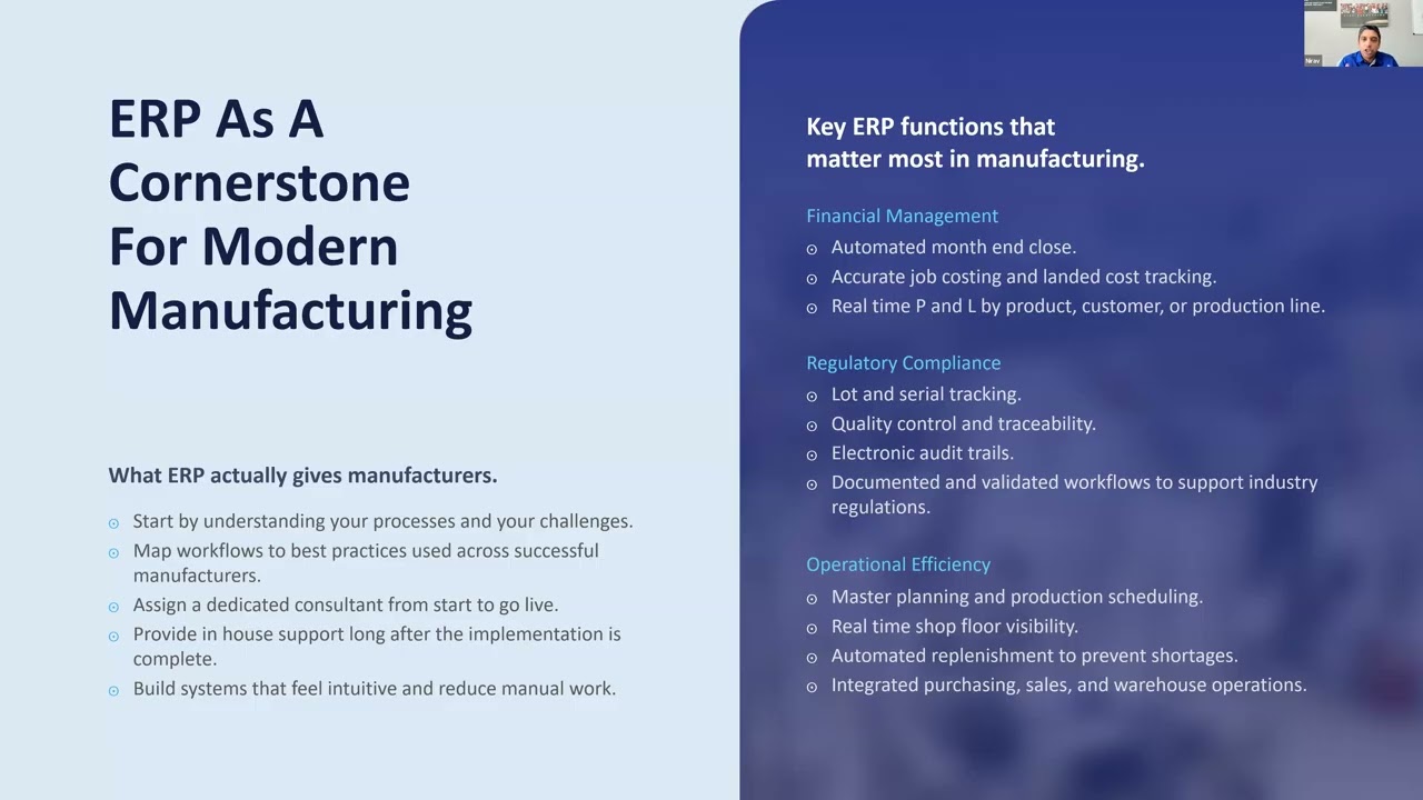 Manufacturing Industry Webinar Series 9 - Streamlining Manufacturing Success:  Modern ERP Systems