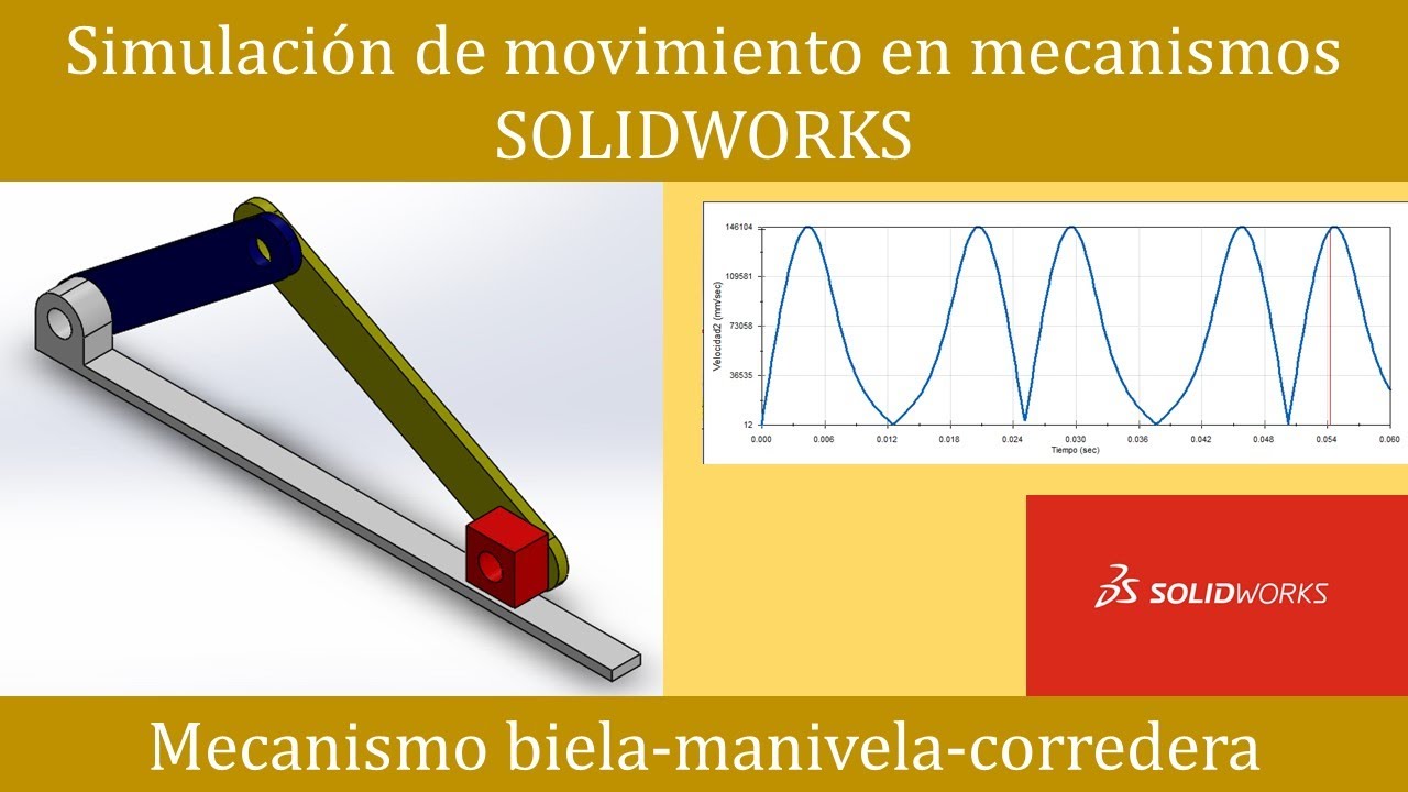 Simulación de movimiento en Solidworks. Mecanismo biela-manivela