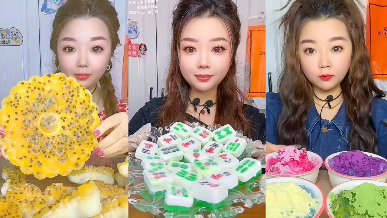 Colorful Frozen Ice Desserts With Sweet Crunchy ASMR