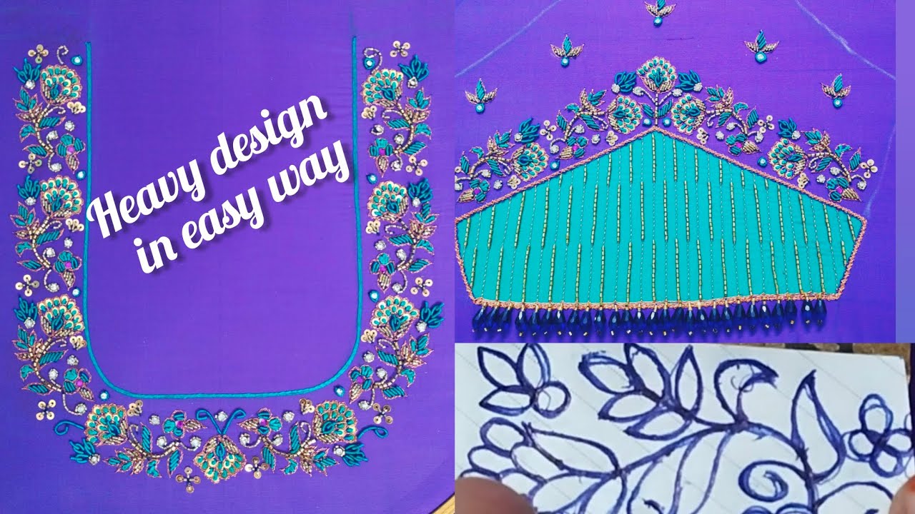 Grand aari work design in easy way || How to attach another cloth #grandaariwork #aariworkdesigns