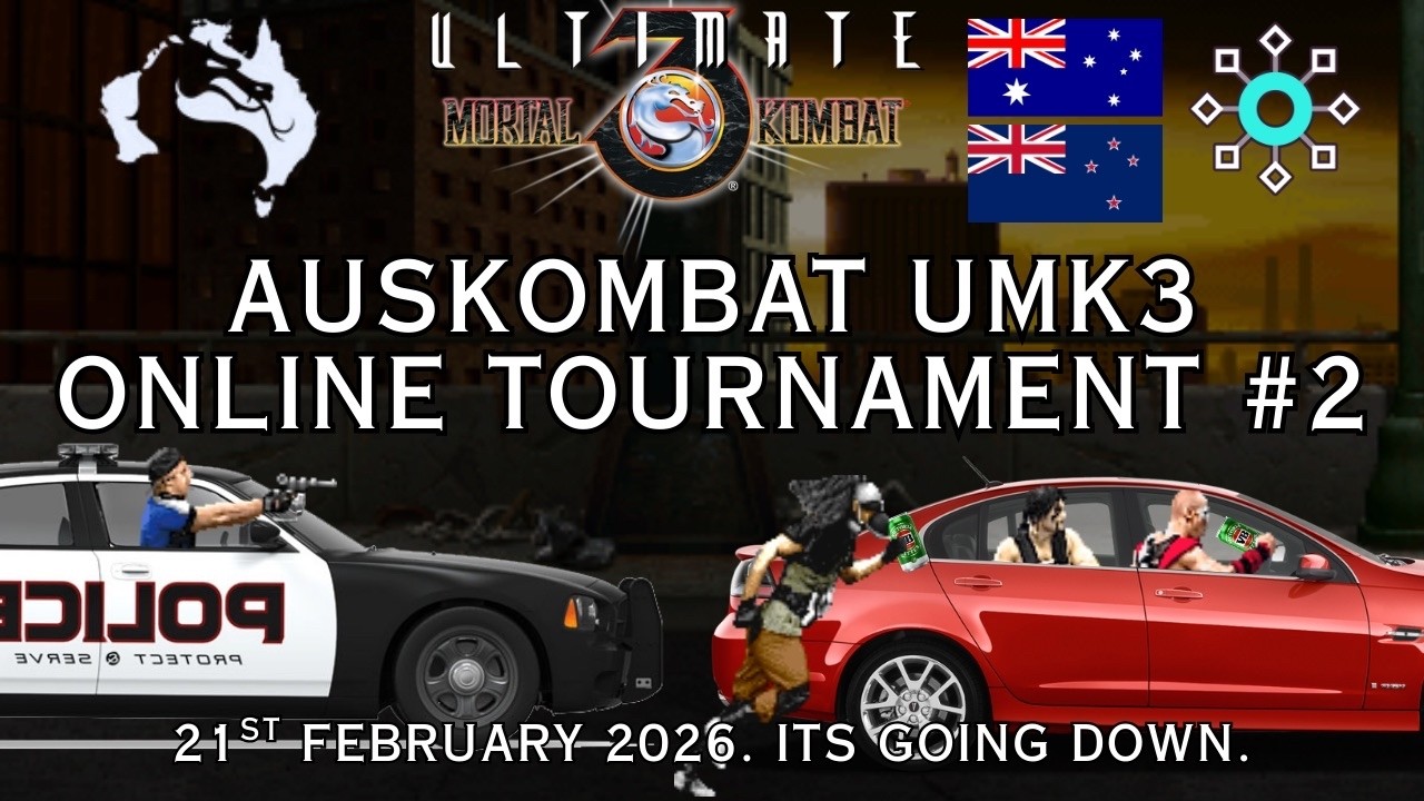 AUSKOMBAT - Ultimate Mortal Kombat 3 - Fightcade online tournament #2 - Replay with commentary