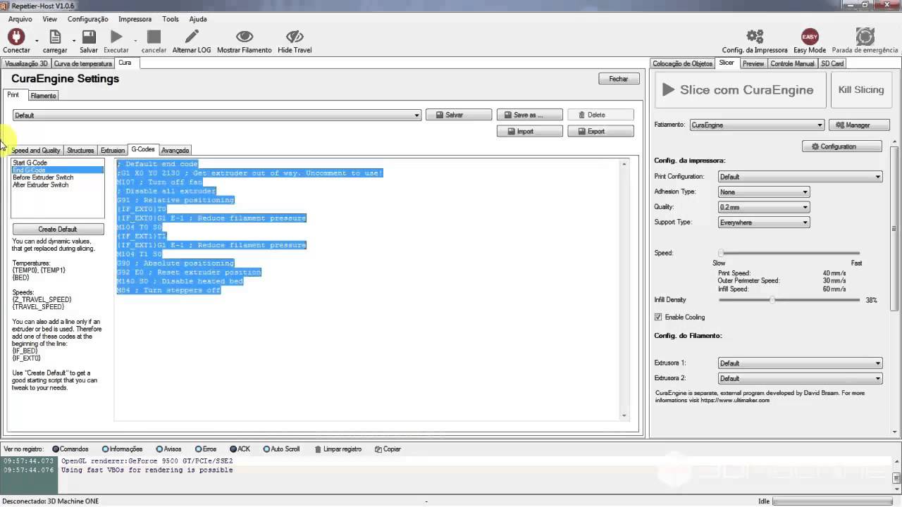Configurando o Cura do Repetier Host [3D Machine]