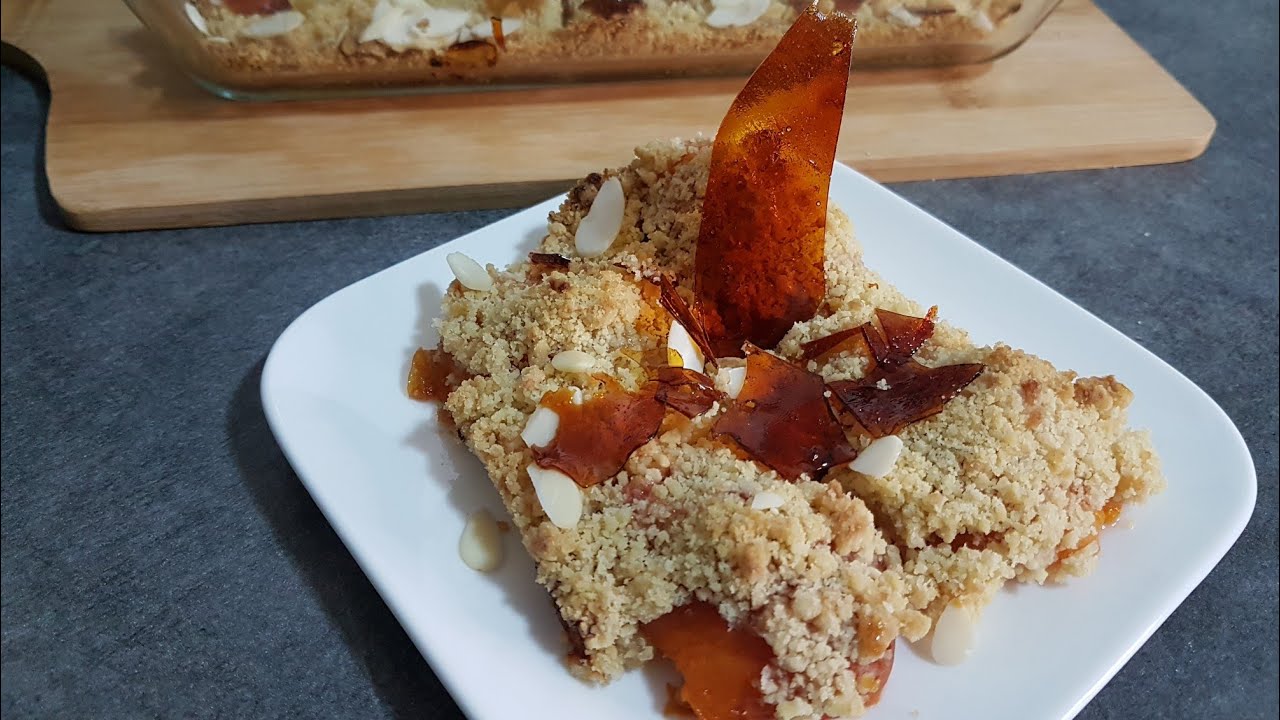 🍊Crumble aux abricots caramelisés🍊 Facile et rapide (10 minutes)