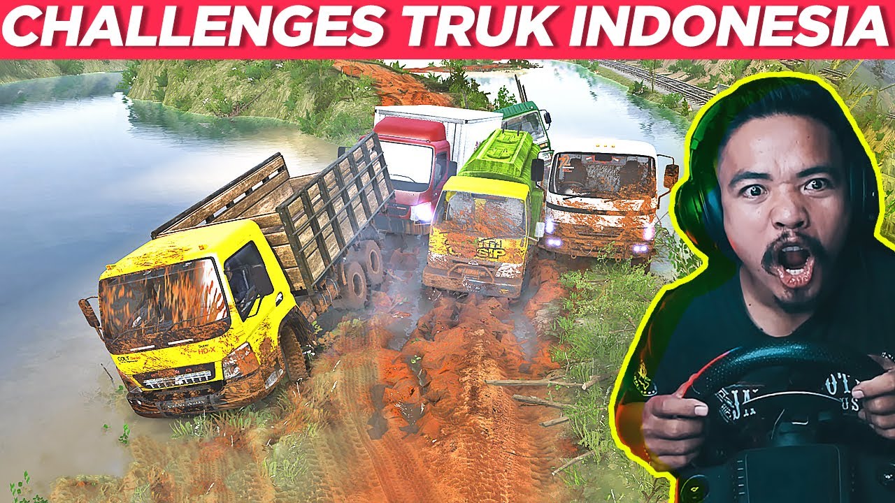 CHALLENGES TRUK CANTER UMPLUNG HINO SUPER HDX SIAPA PEMENANGNYA?? - Spintires mudrunner