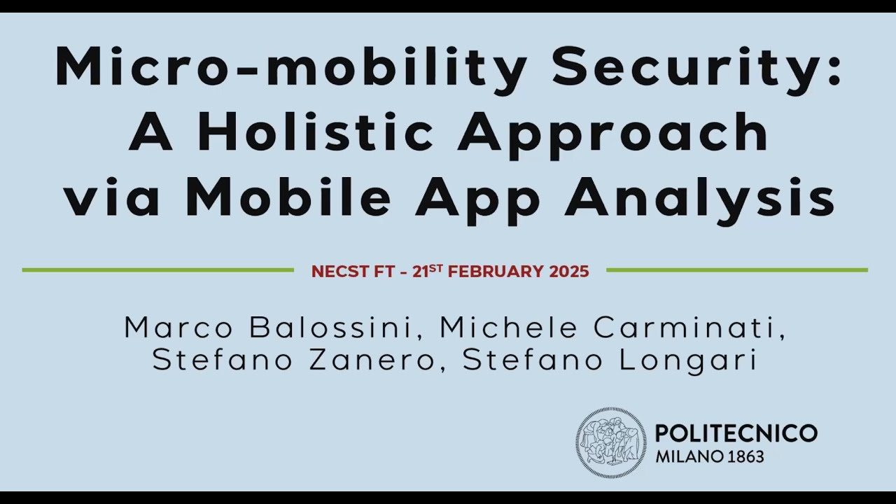 NFT @ 11212025: Micro-Mobility Security: A Holistic Approach via Mobile App Analysis.