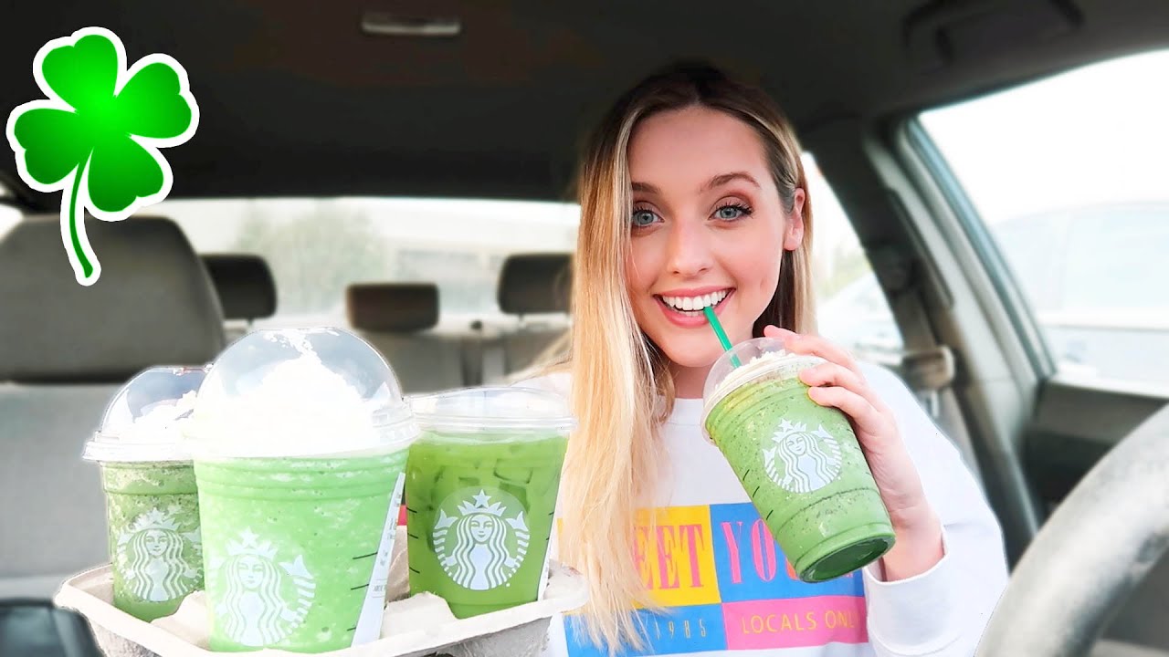 Trying ALL GREEN Starbucks Drinks | St. Patrick's Day Edition