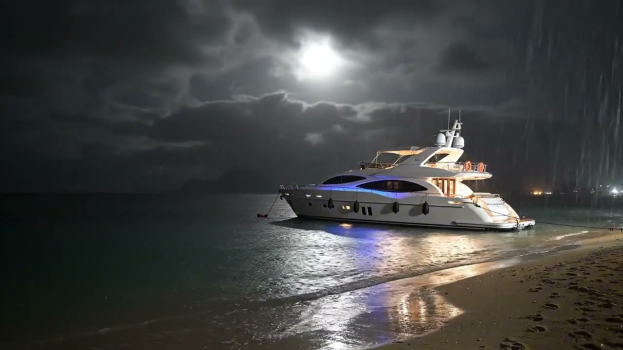 The beautiful beach and yacht