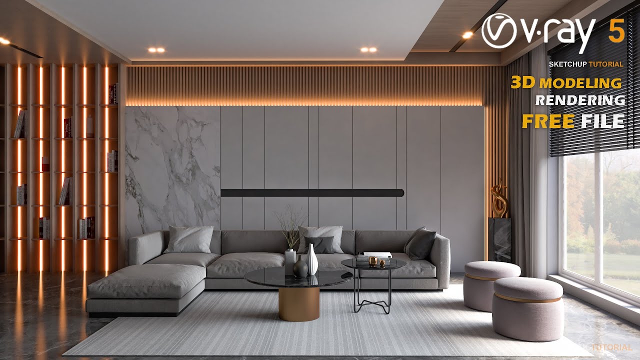 Living room | Interior Design | Vray 5 Sketchup interior  #33