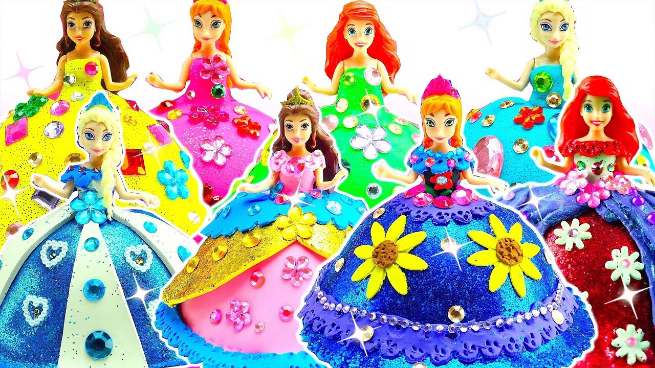 8 Disney Princess Dolls Makeover - Plasticine Art & Crafts Princess Dresses