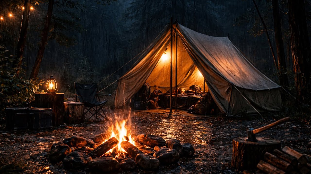 Cozy Retro Tent with Rain & Thunder | 10 Hours