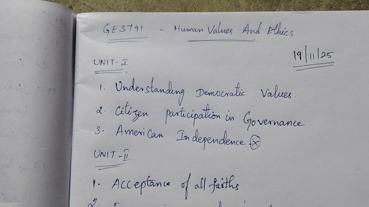 GE3791 Human Values and Ethics  Important questions 2025