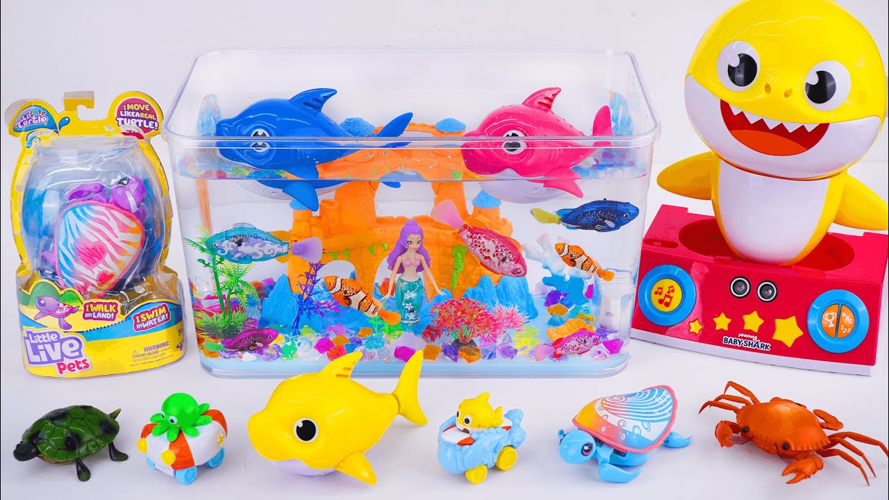 [Toy asmr] Baby Shark & Zuru Robo Fish & Aquarium & Turtle & Crab ASMR Satisfying with Unboxing