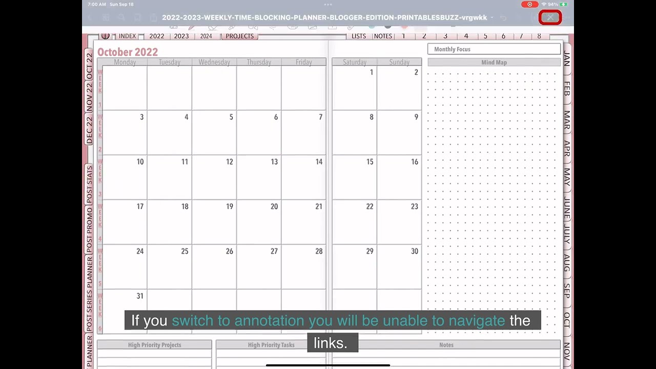 How Do I Navigate using the PDF Planner Hyperlinks