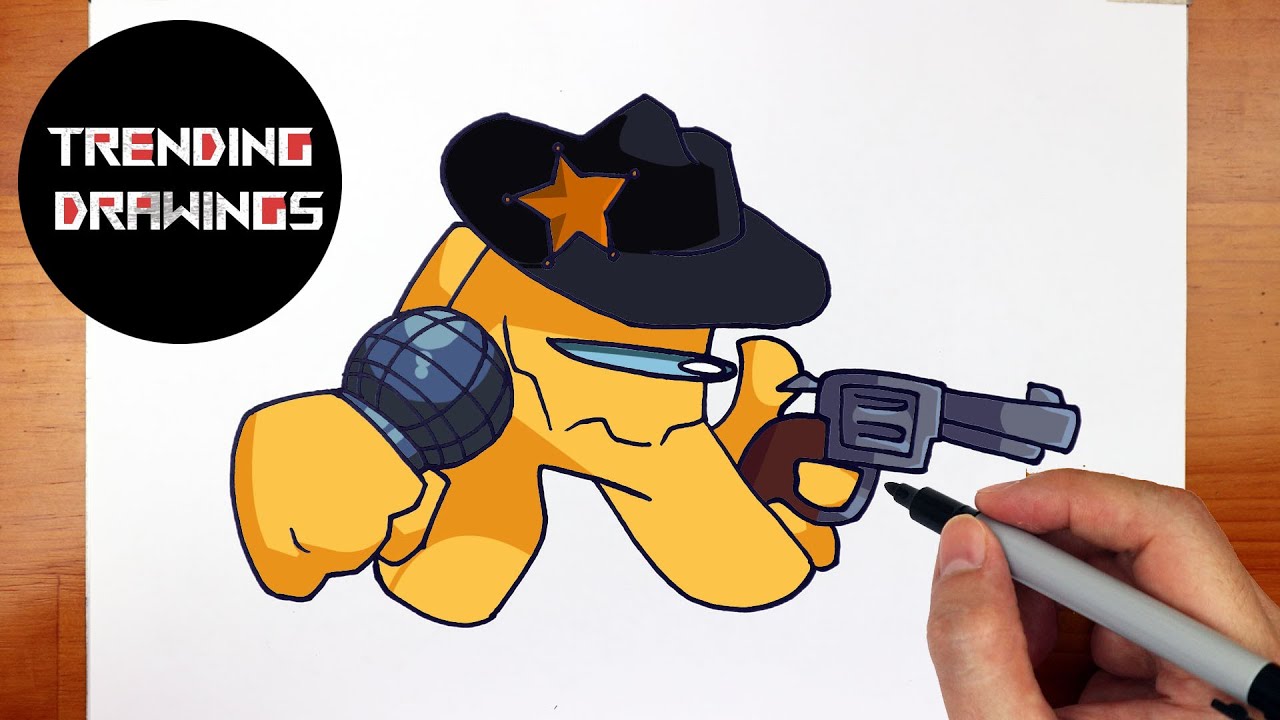 How To Draw FNF MOD Character - Sheriff Impostor Easy Step by Step