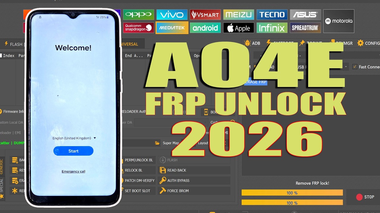 Samsung Galaxy A04E SM A042F FRP Lock Unlock tool 2026