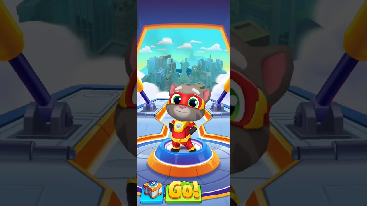 Playing talking tom hero dash.