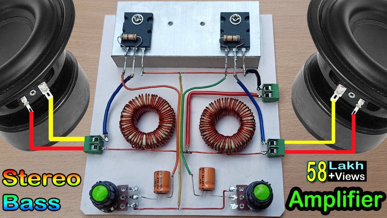 Simple Homemade Powerful Stereo Heavy Bass Amplifier / How to Make Amplifier withTransistor 2SC5200