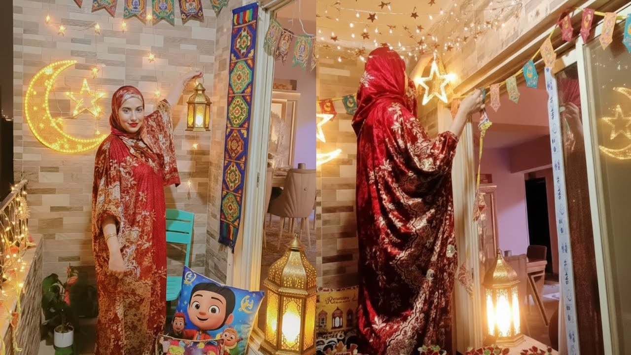 فرشت البلكونه 🎊وعلقت زينه رمضان🌟🌜 البهجه عمت المكان وروايح رمضان بقت فى كل حته 🎉🎉✨