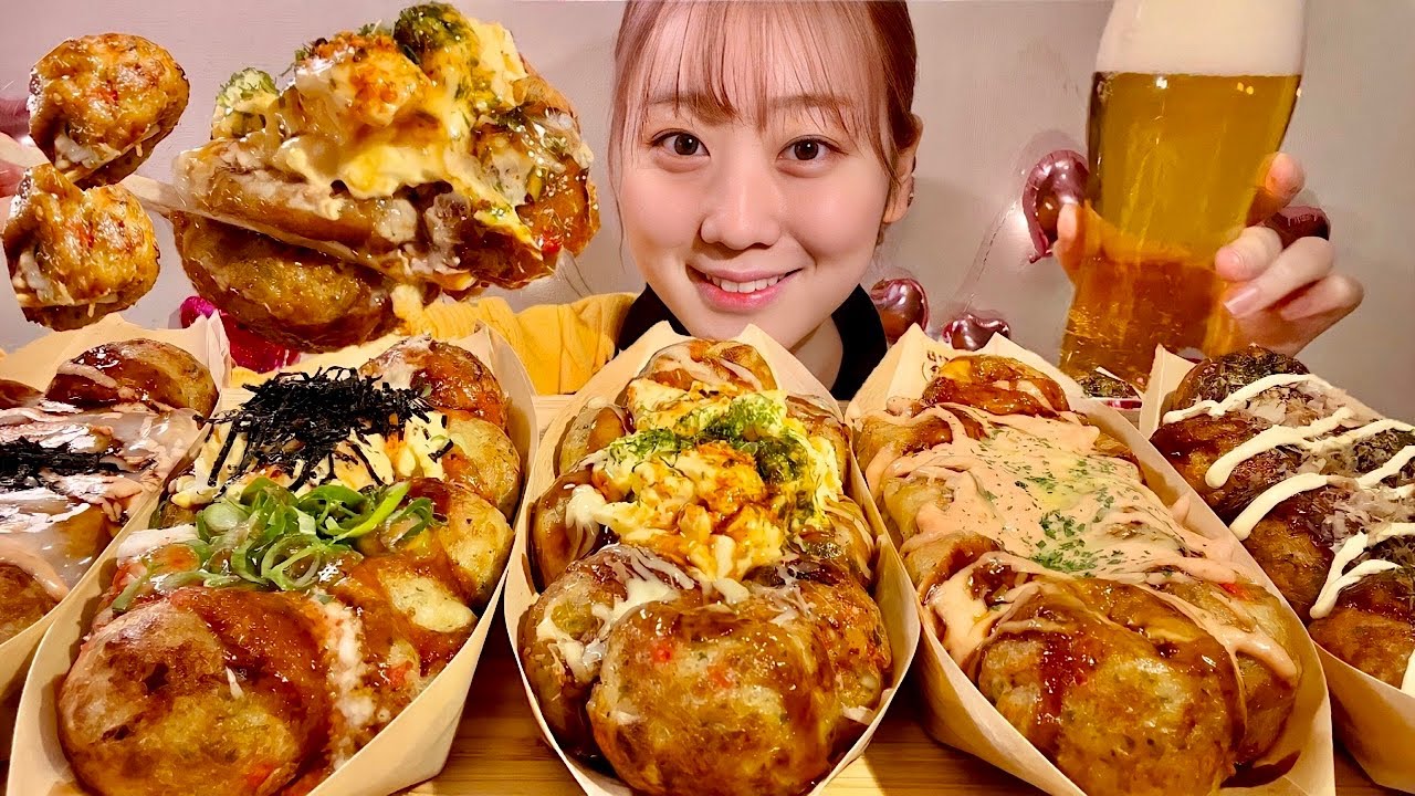 ASMR Такояки【русские субтитры】【Mukbang/ Eating Sounds】