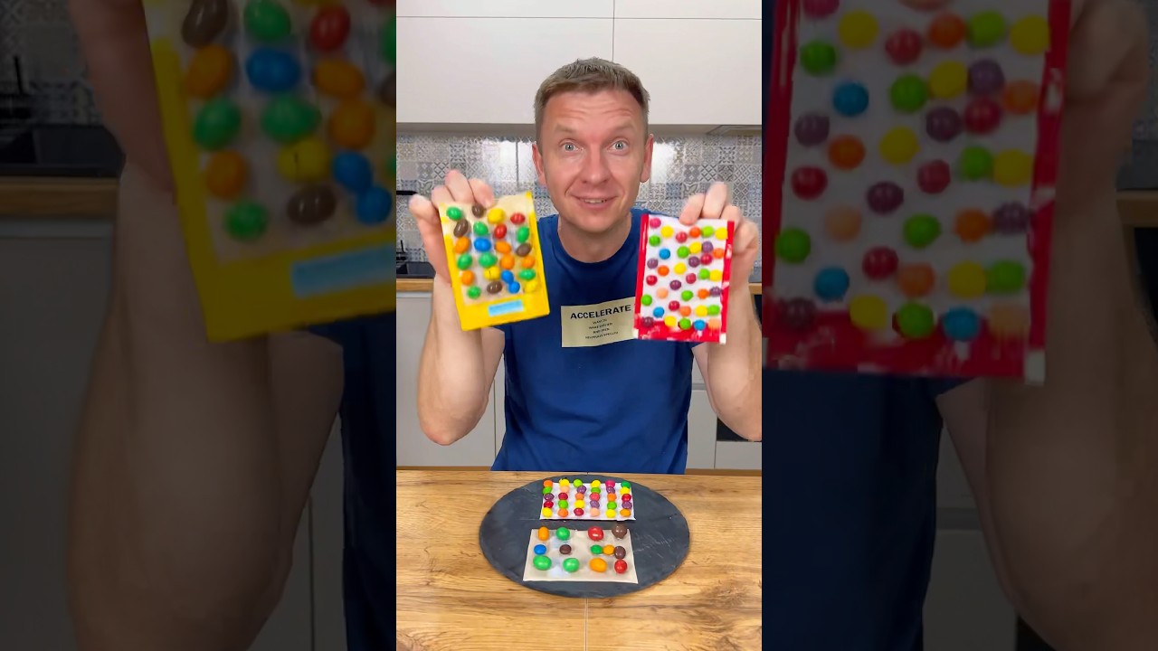 He showed how you can combine Skittles and M&M's