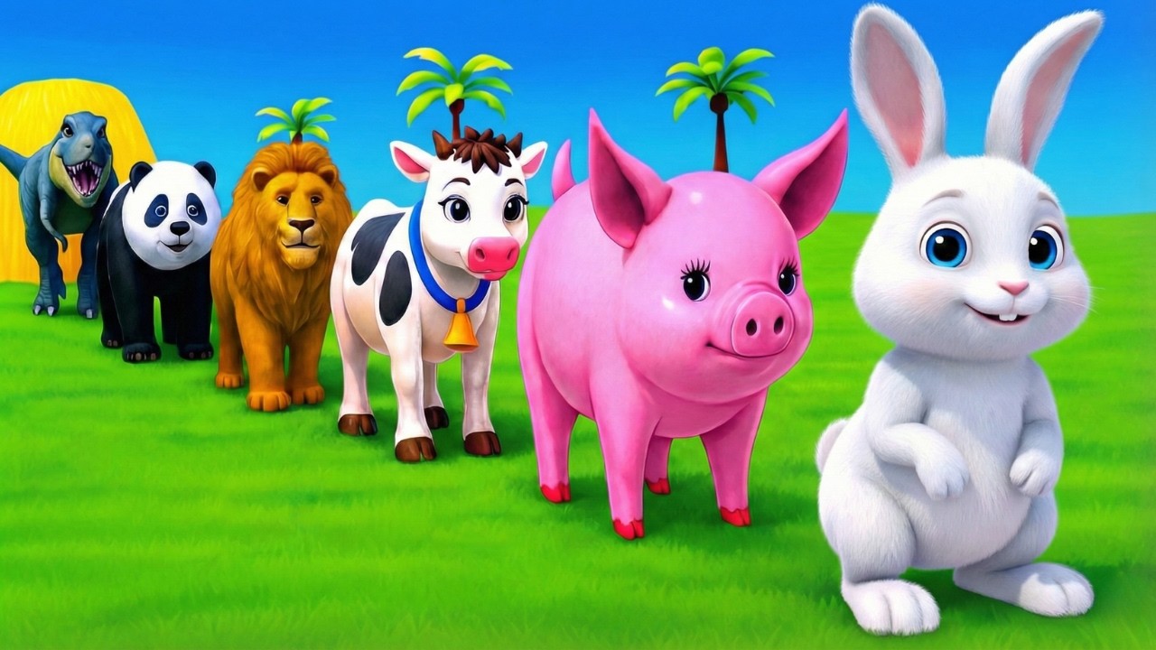 Long Slide Game With Cow Elephant Gorilla Hippopotamus Tiger 3d Animal Game Funny 3d Animals