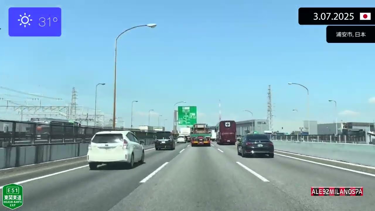 Driving through Tokyo (Japan) from Narita International Airport to Kōtō 3.07.2025 Timelapse x4