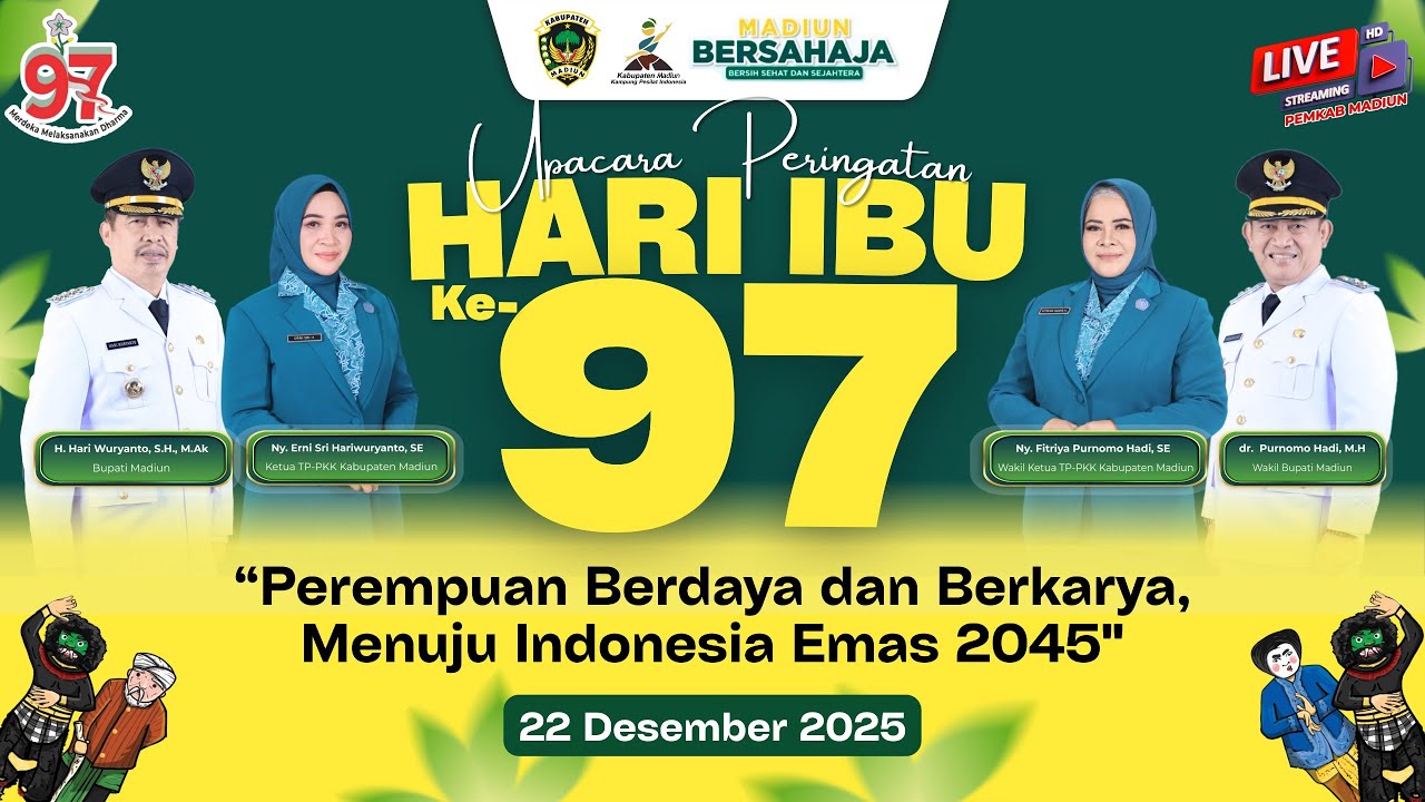 🔴 LIVE | Upacara Peringatan Hari Ibu ke-97 Pemerintah Kabupaten Madiun Tahun 2025