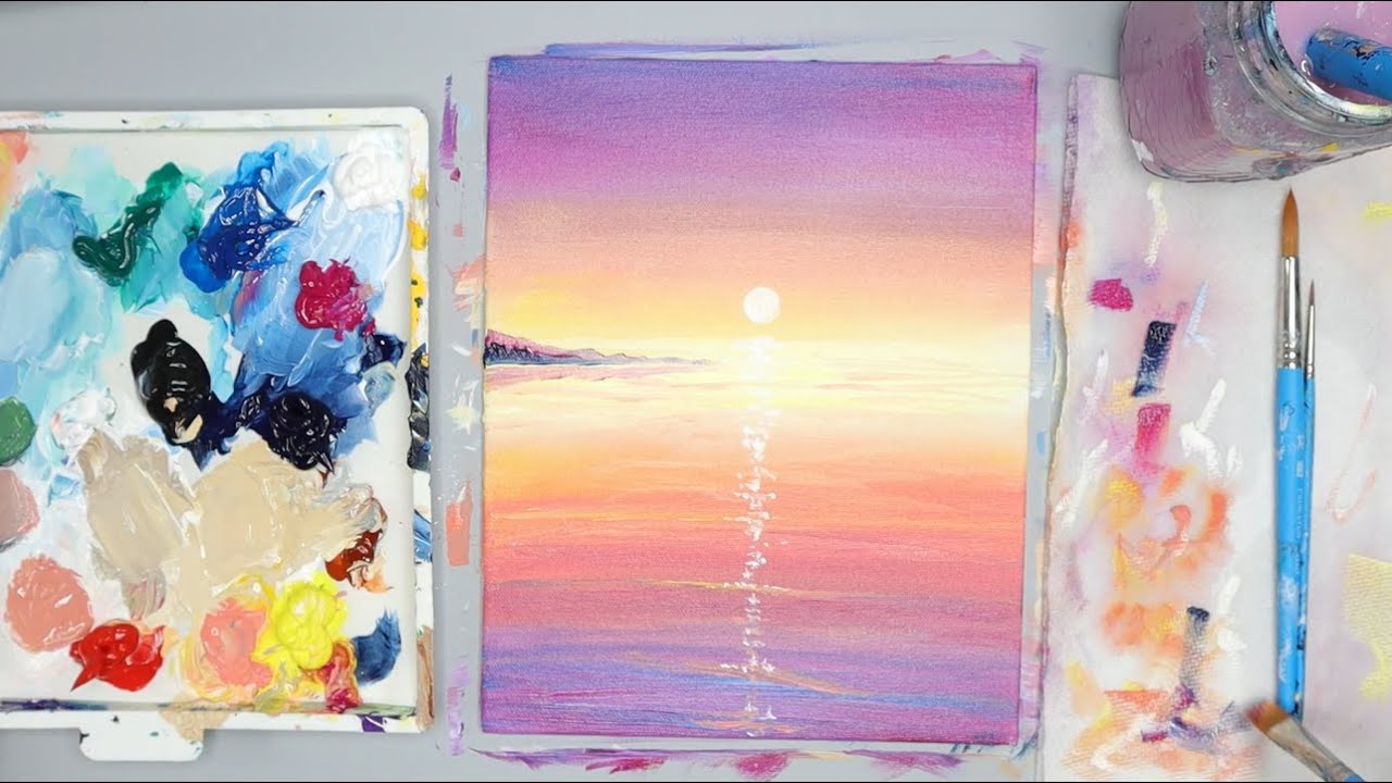 Tropical Sunset Acrylic Painting Tutorial