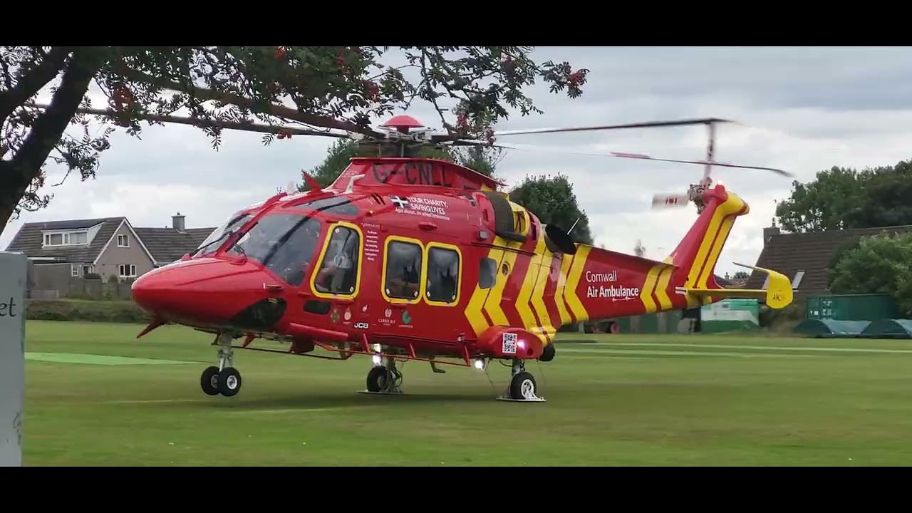 Cornwall Air Ambulance HLE1/HLE20 (G-CNLL) Taking Off At callington cricket club On 20/8/25