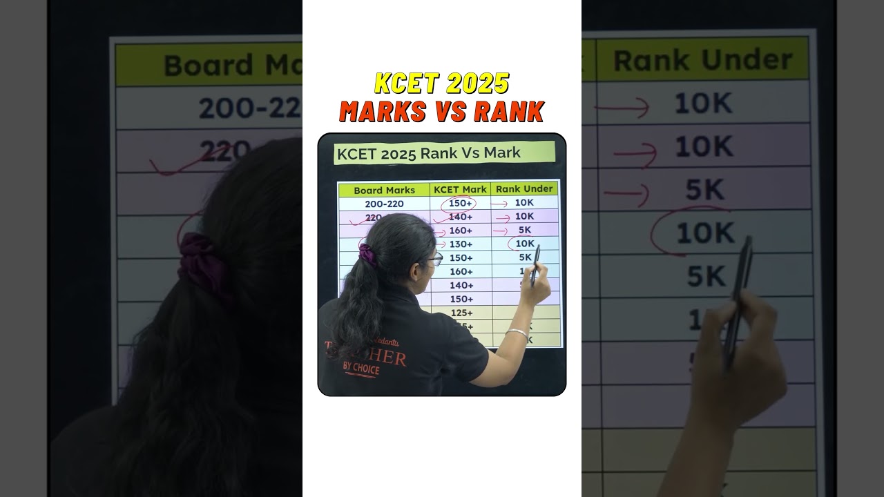 KCET 2025 Expected Marks vs Rank 🔥#shorts#kcet#kcet2025 #rank