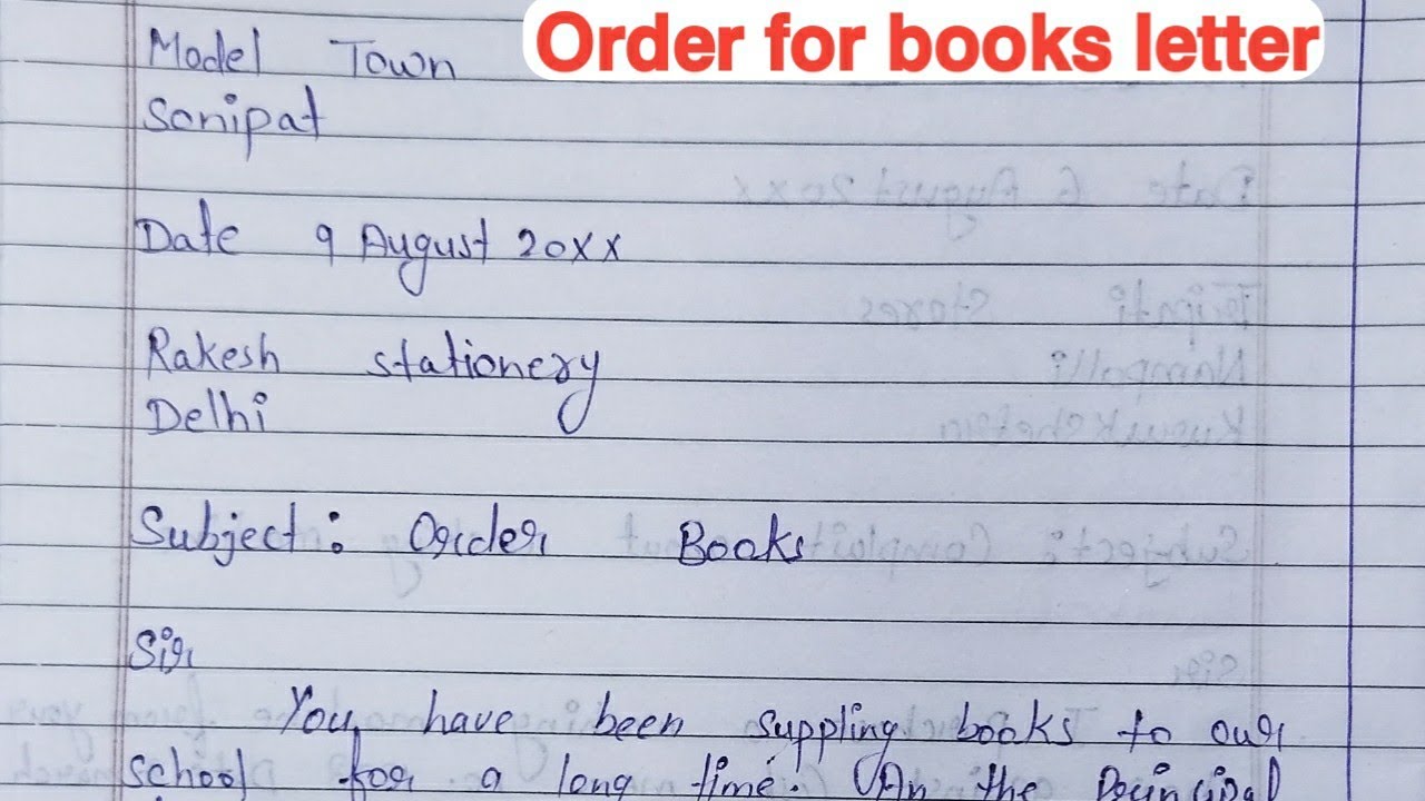How to write letter for books order | books order letter