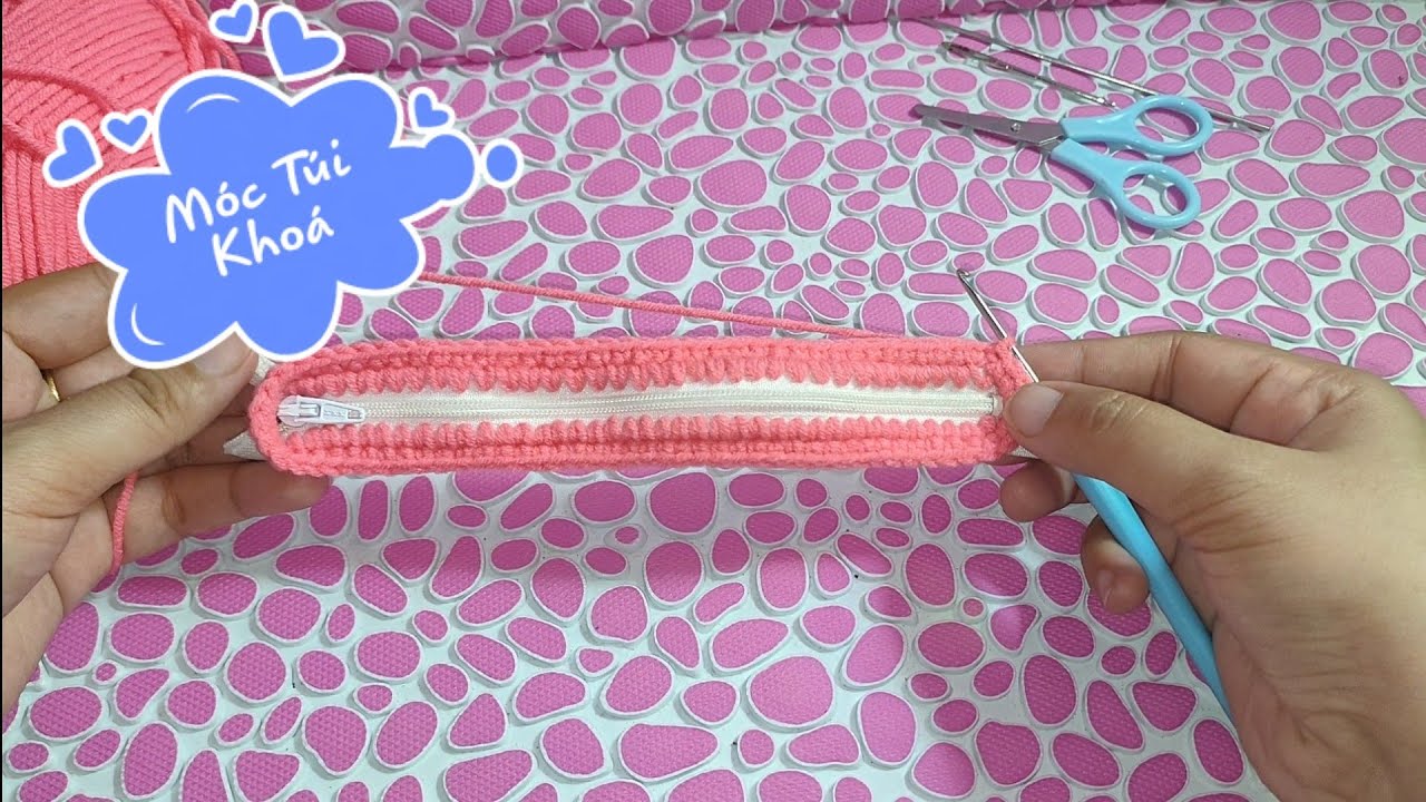 Móc Len Trực Tiếp Vào Dây Kéo | Túi Đựng Bút Bằng Len | crochet wool on the zipper
