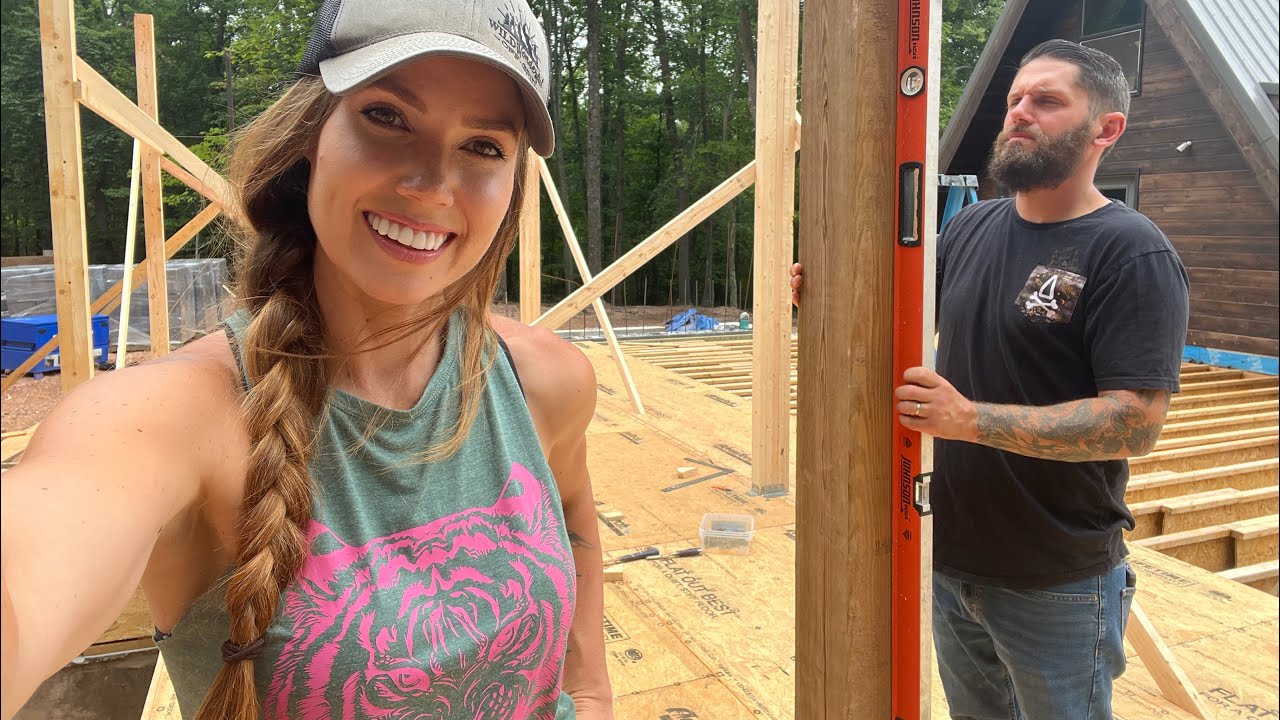 Raising Load Bearing Posts | A-Frame Cabin Addition