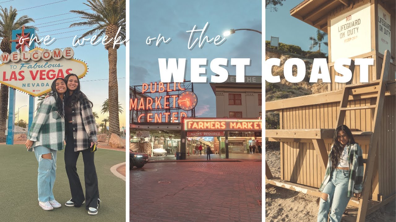 west coast vlog | exploring + yummy food + beach in california, going out in vegas, 4 hrs in seattle
