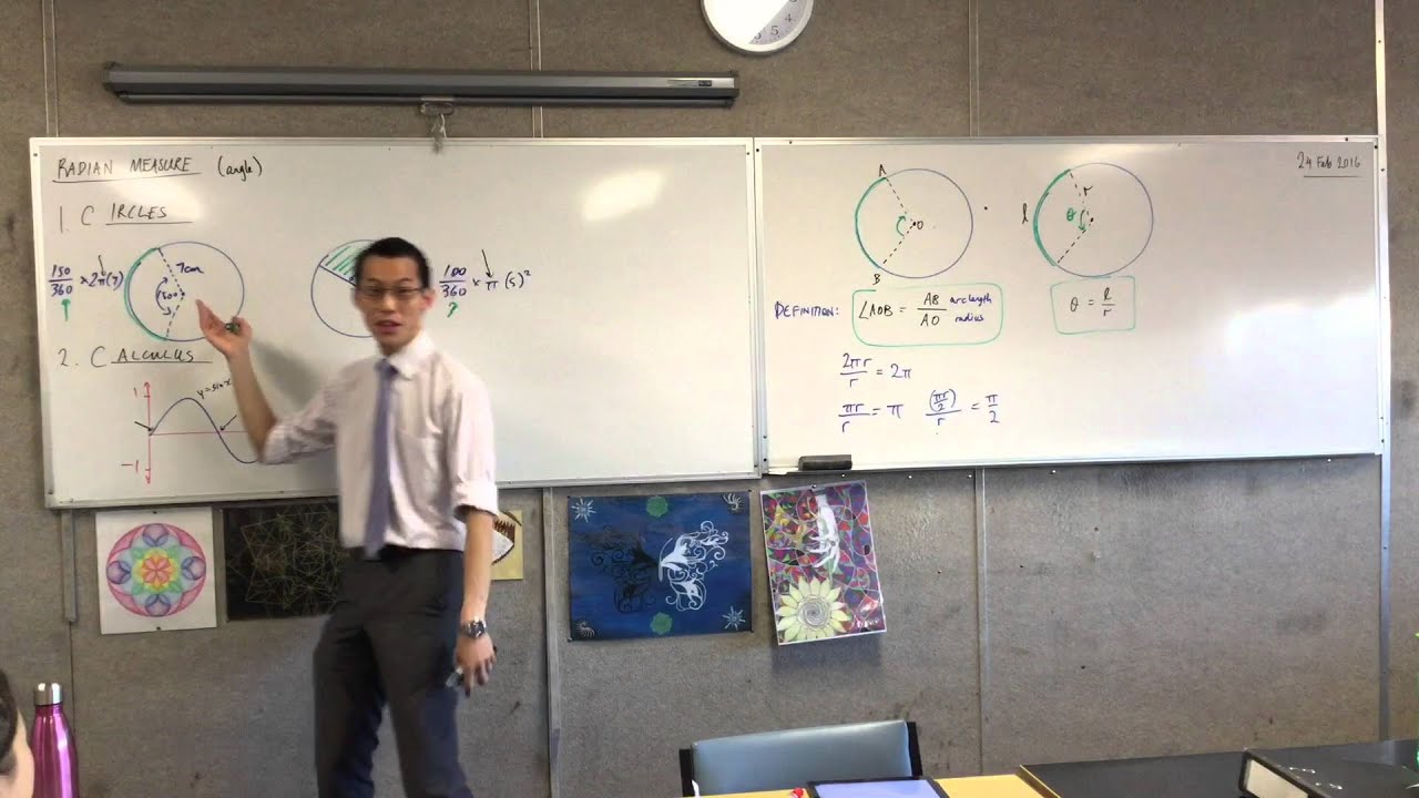 Radian Measure (2 of 4: Finding ratio between arc length and radius - Why use 'pi'?)