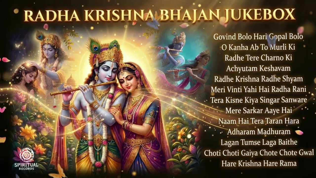 Radha Krishna Bhajan Jukebox 🌸 | Superhit Krishna Bhajans | Achyutam Keshavam | 4K Devotional Video