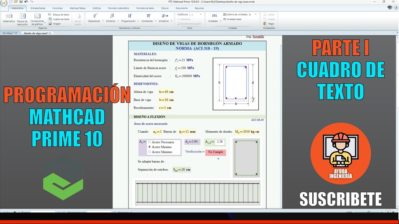 Creación de botones y cuadros texto en mathcad prime 10