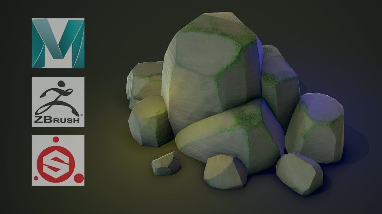 Zbrush 2019, Maya 2019 - стилизованные камни