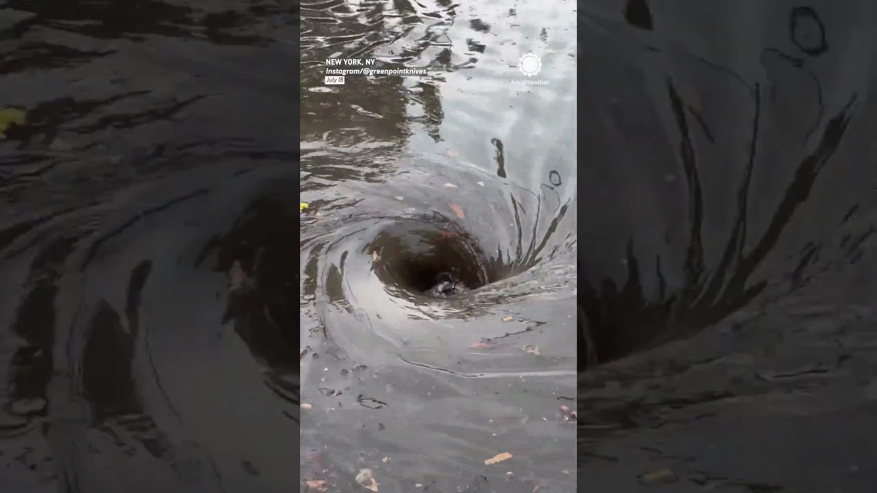 New York City Man Clears Flooded Brooklyn Street
