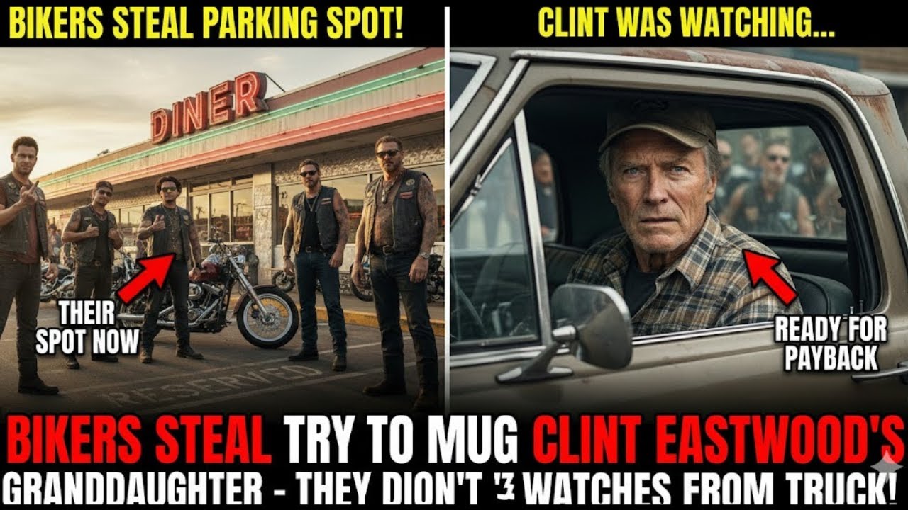 Gang Of Bikers Take Clint Eastwood’s Parking Spot, They Didn't Know Who Was Watching From The Truck!
