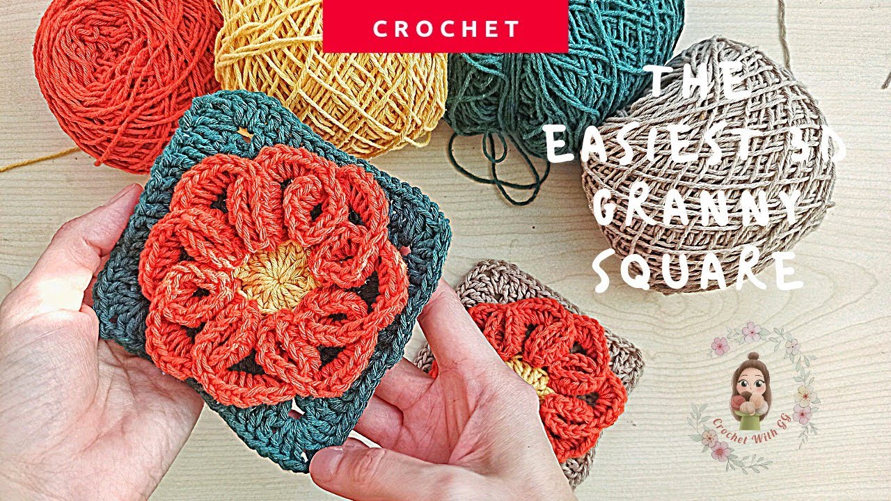 Crochet The Easiest 3D Granny Square / Crochet Granny Squares