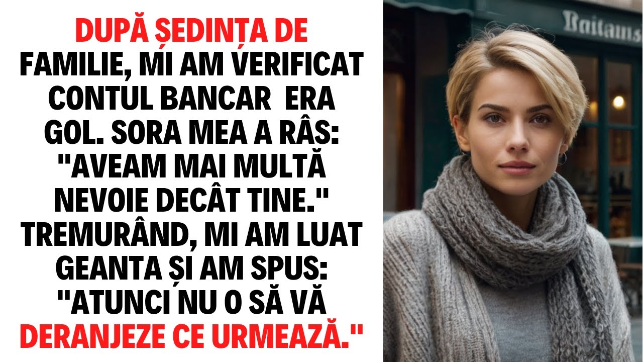 DUPĂ ȘEDINȚA DE FAMILIE, MI AM VERIFICAT CONTUL BANCAR – ERA GOL  SORA MEA A RÂS AVEAM MAI MULTĂ...