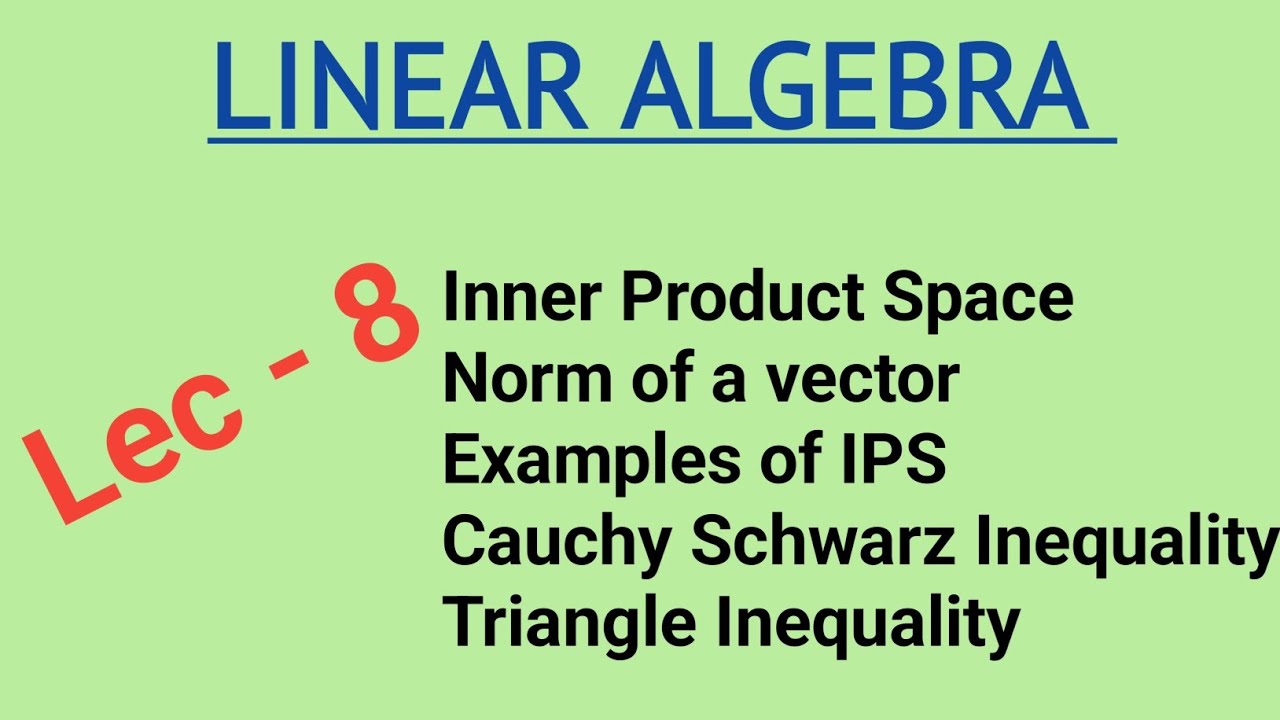 LINEAR ALGEBRA #8| INNER PRODUCT SPACE,CAUCHY SCHWARZ INEQUALITY,TRIANGLE INEQUALITY | NA Math Study