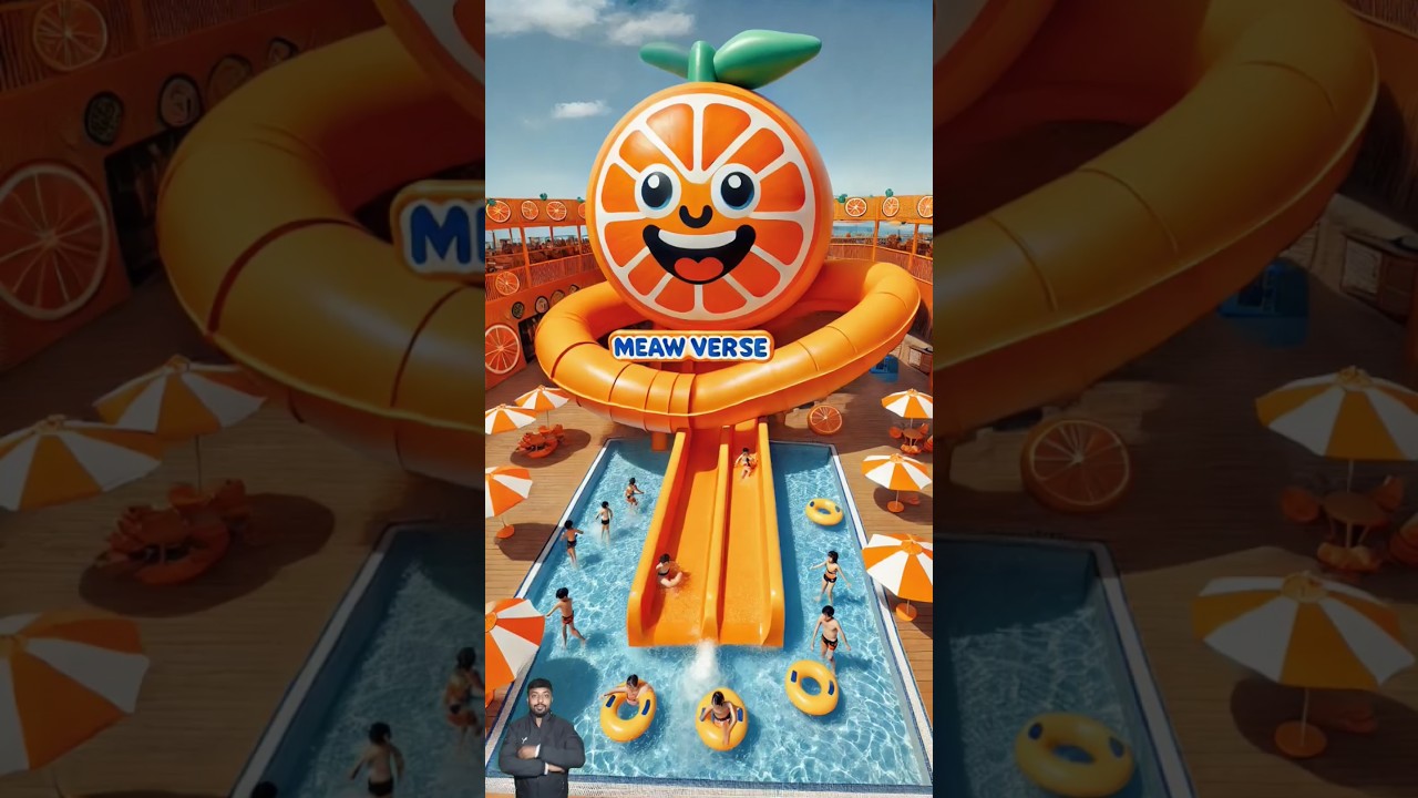 🥰 Evolution of Caterpillar : Big Orange Water Slide ❤ Meaw Verse #cat #cute  #love #shorts