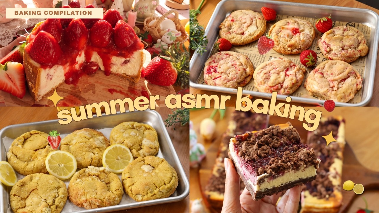 Cozy Summer Baking Compilation ☀️ | 1 Hour No Music , Baking ASMR for Sleep, Study & Relax