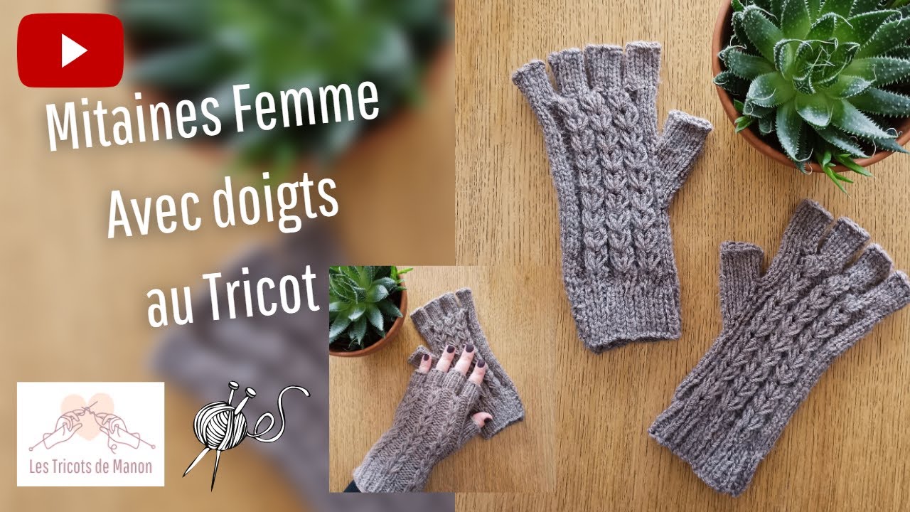Mitaines Femme avec doigts au Tricot