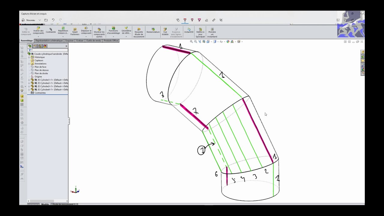 Le coude cylindrique 5 : Tra&ccedil;age du d&eacute;veloppement Partie 2.