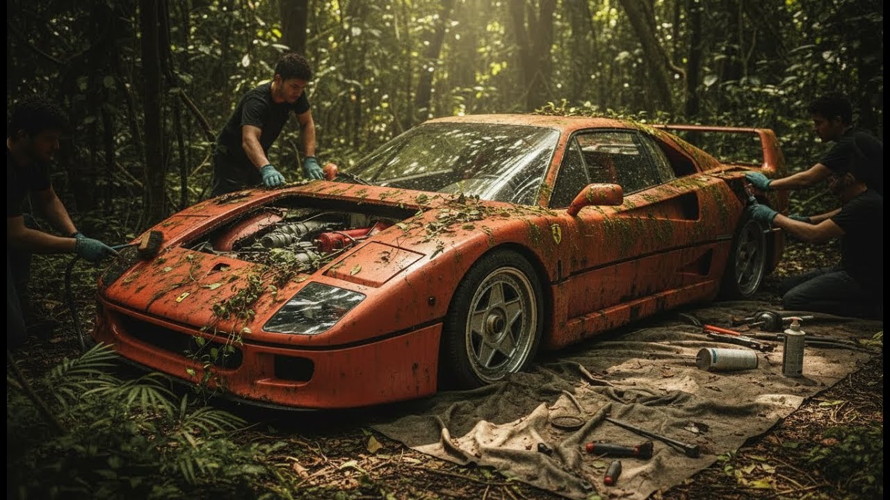 ASMR Car Restoration Full Rebuild of Rosso Corsa Ferrari F40 1991 Abandoned Condition to Looking New