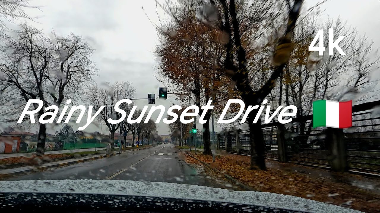 RELAXING Rainy Sunset Drive Calcinate Italy 4k 🚘🌧️🌧️
