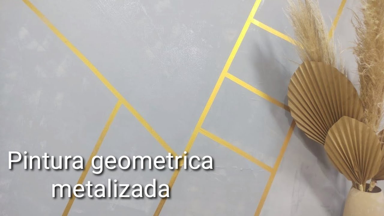 COMO FAZER PINTURA GEOMÉTRICA COM FRISOS DOURADO - COMO FAZER PINTURA IMITANDO CIMENTO QUEIMADO- DIY